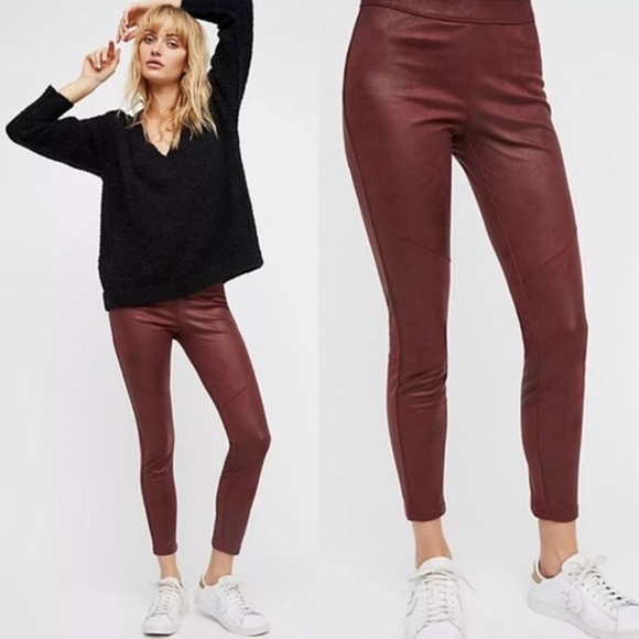 Free People Leather Vegan Leggings - Picture 1 of 6